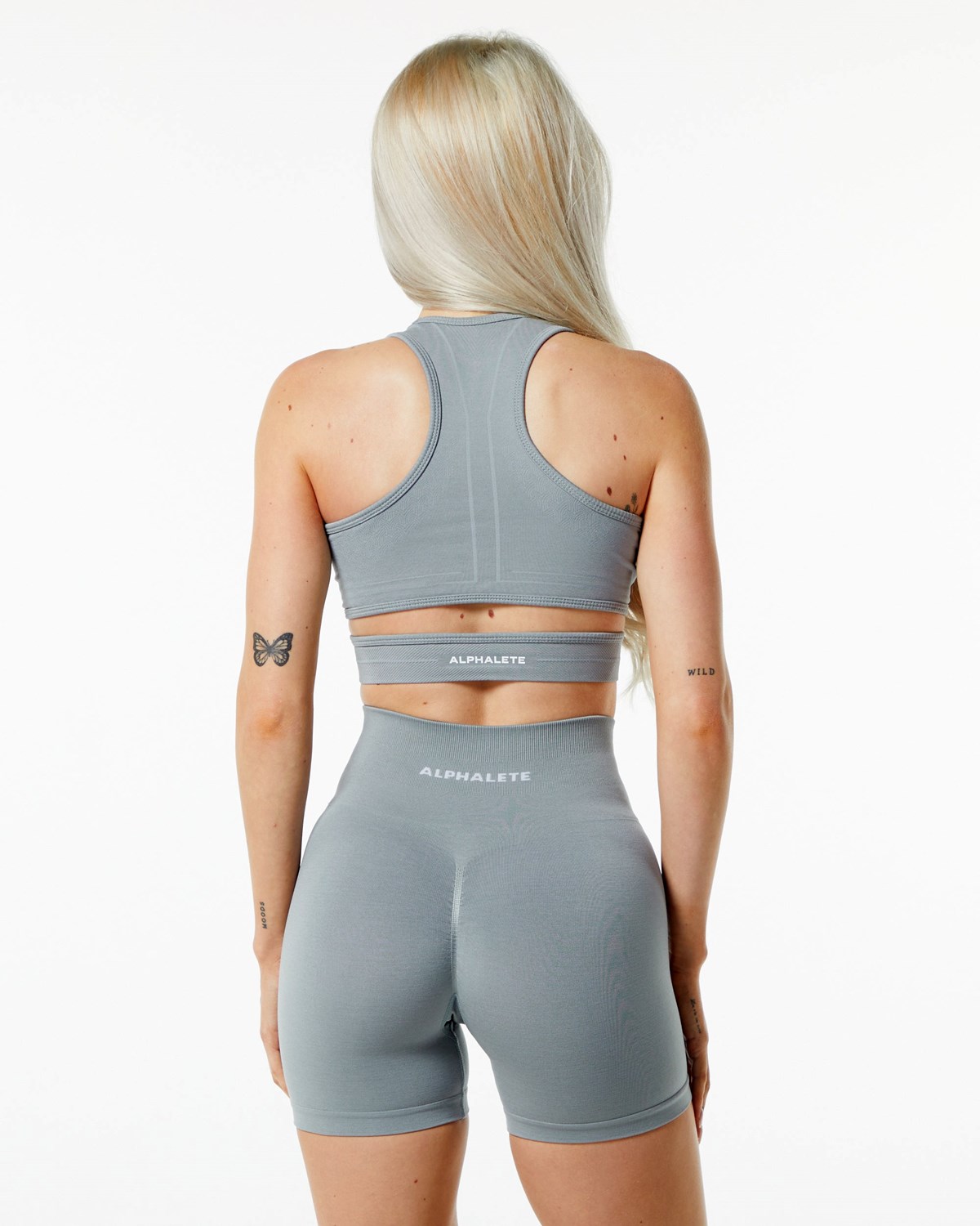 Utility Grey Alphalete High-Impact Seamless Sports Bra | OHATYD502