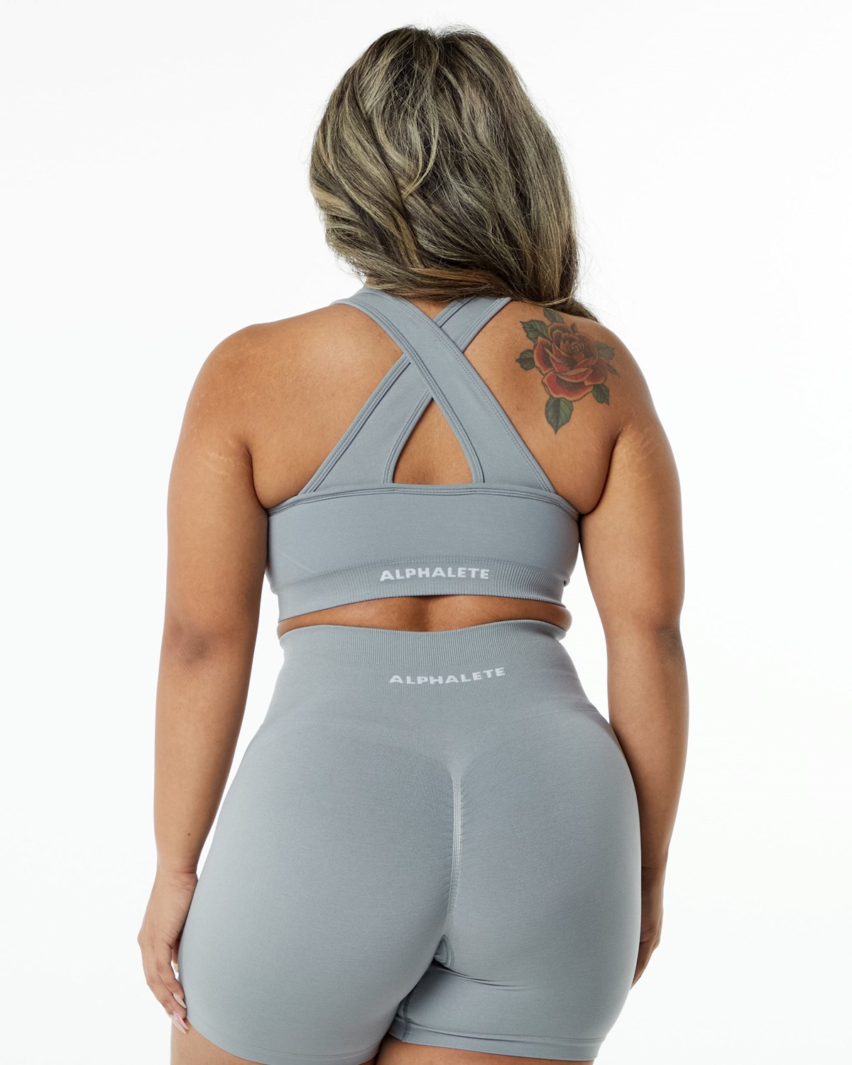 Utility Grey Alphalete High-Impact Seamless Sports Bra | TXJZGN306