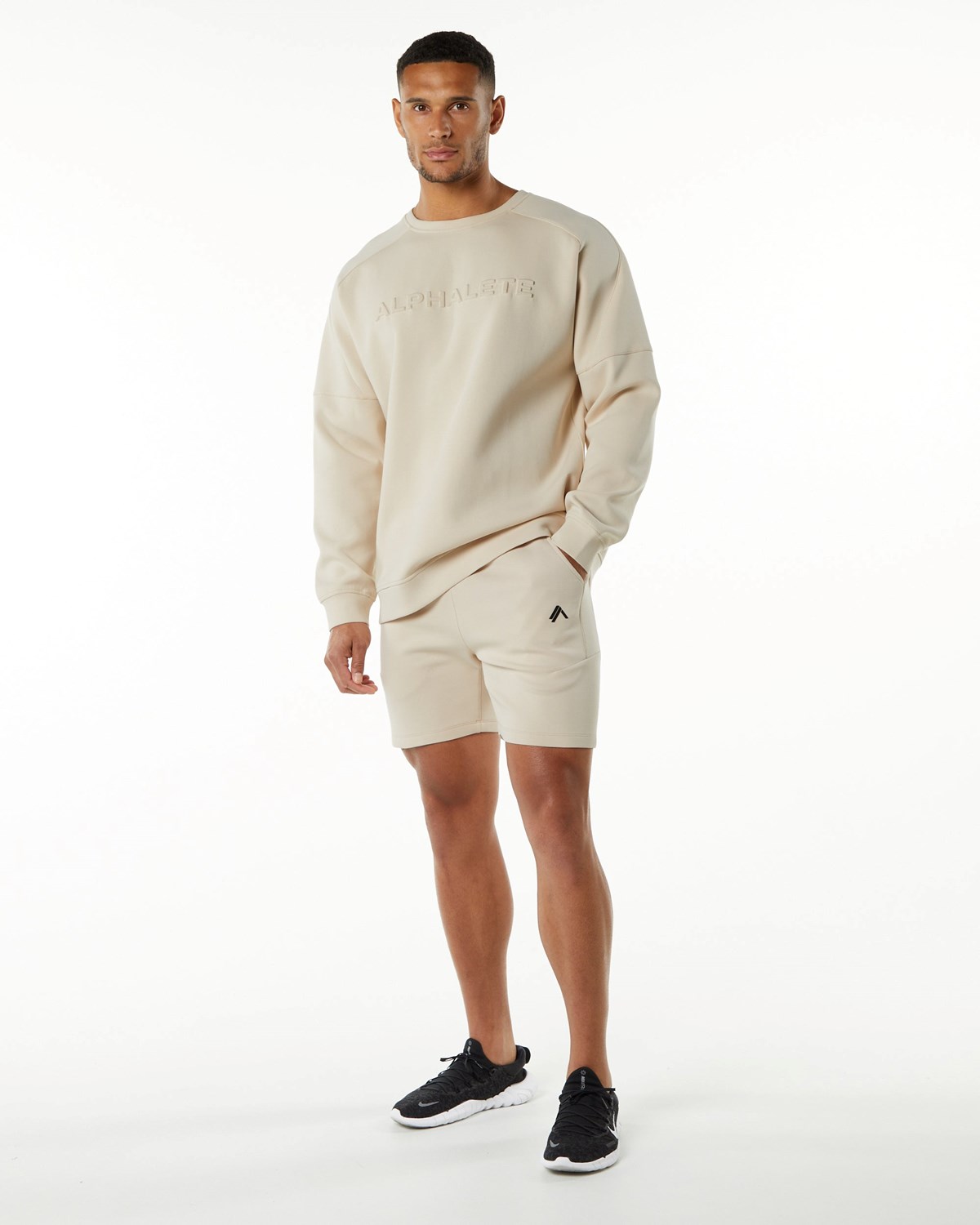 Vanilla Alphalete Relaxed Interlock Knit Pullover | BRTZEK785