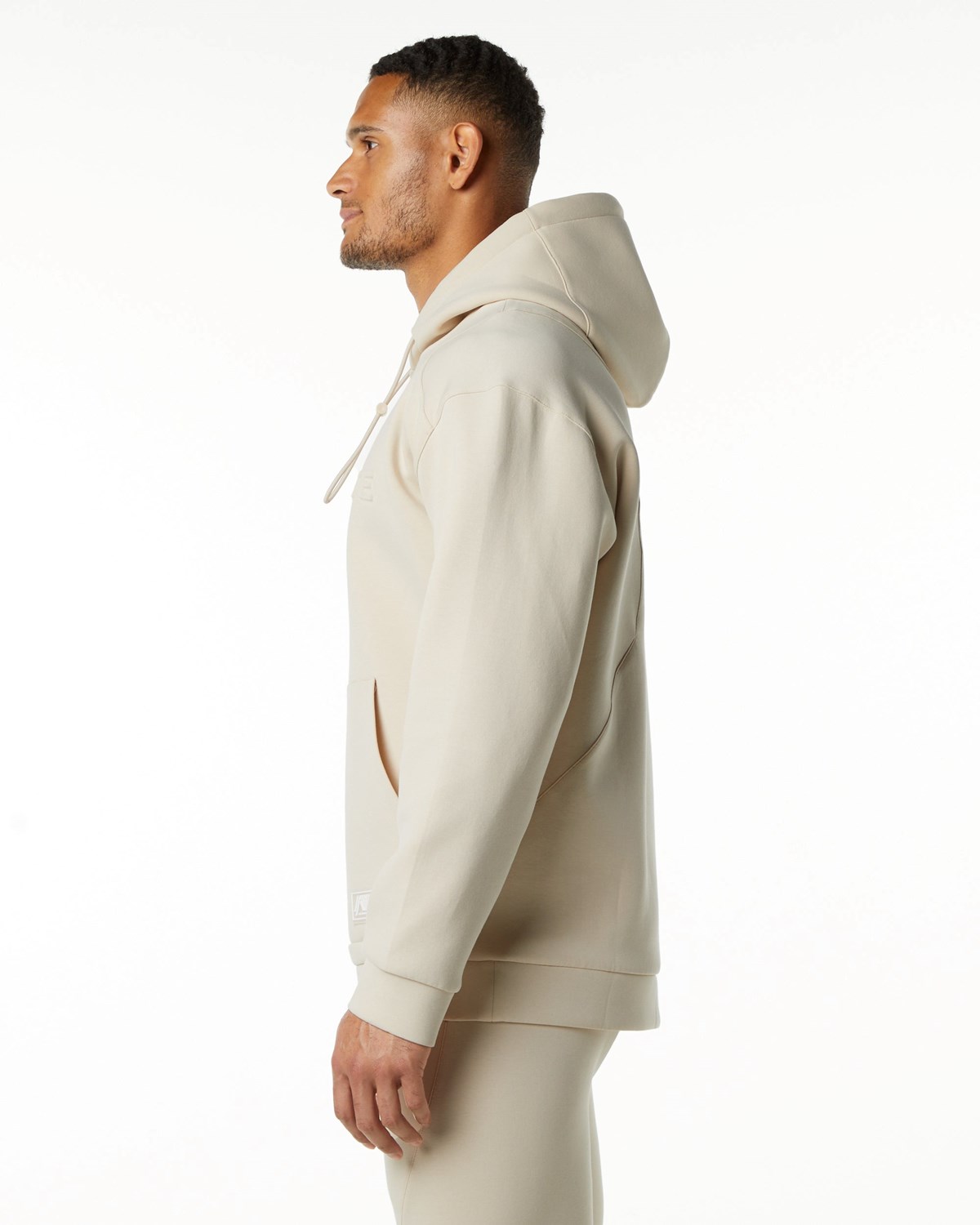 Vanilla Alphalete Relaxed Interlock Knit Hoodie | JLYNOS582