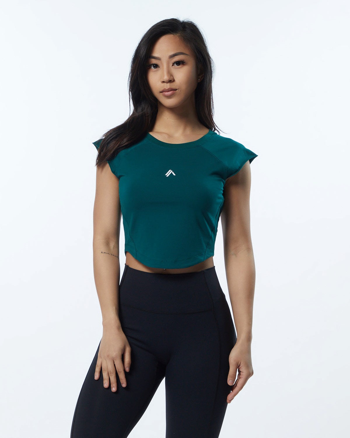 Velvet Teal Alphalete High Performance Short Sleeve Crop Tee | USXNFE453