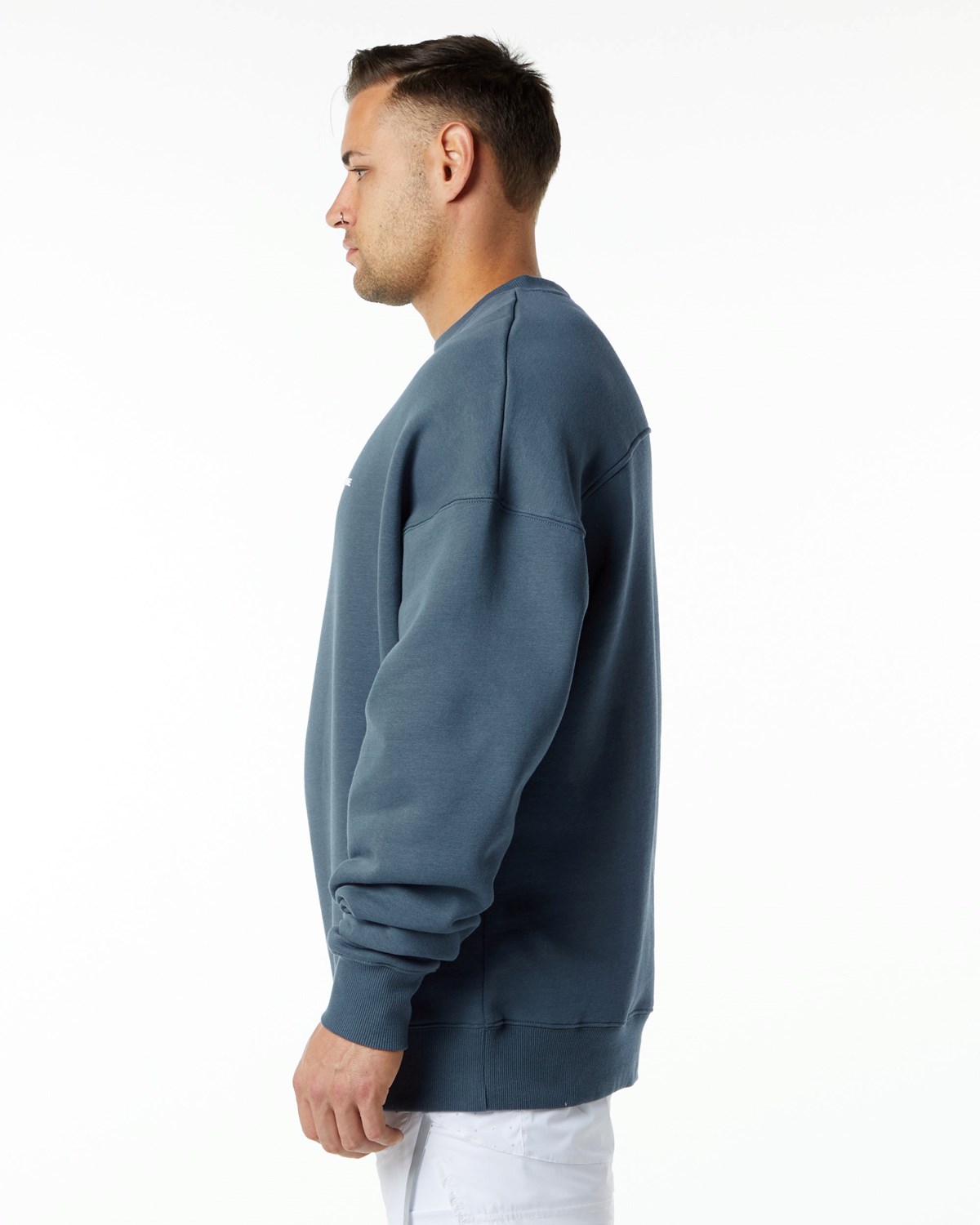 Whale Blue Alphalete Brushed Fleece Crewneck Sweater | NXGZDM740