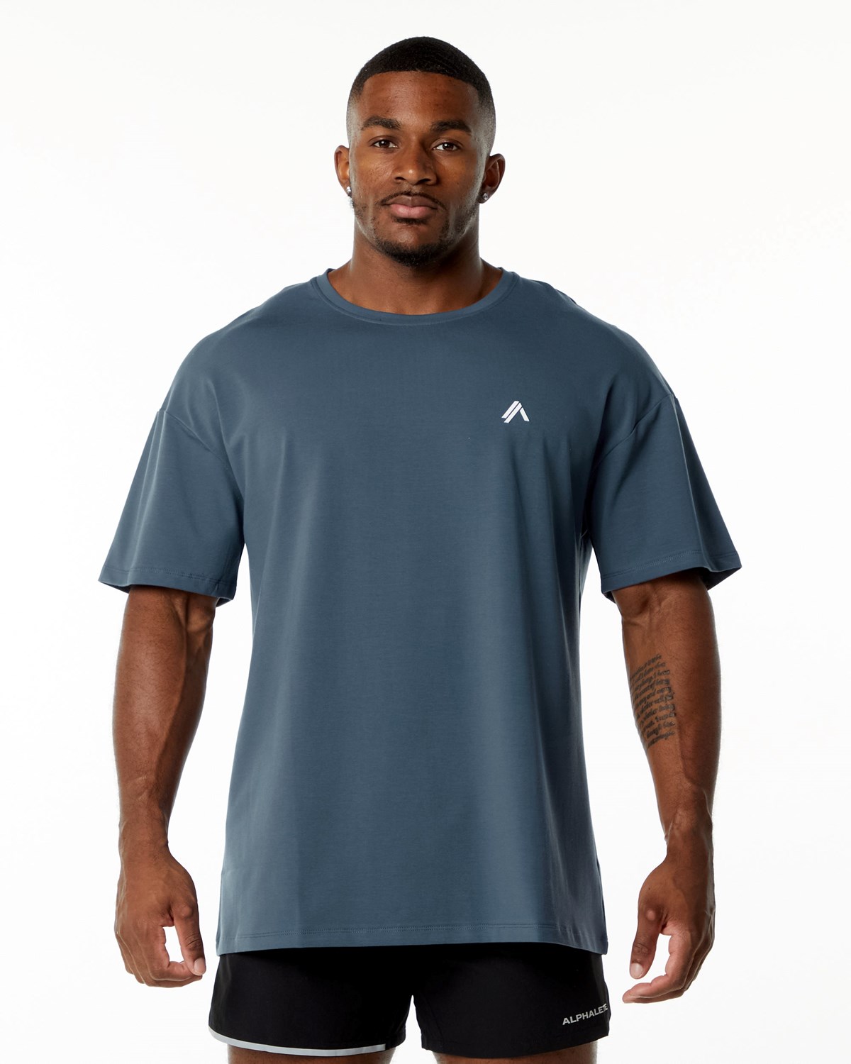 Whale Blue Alphalete Drop Shoulder Tee | RXENYI058