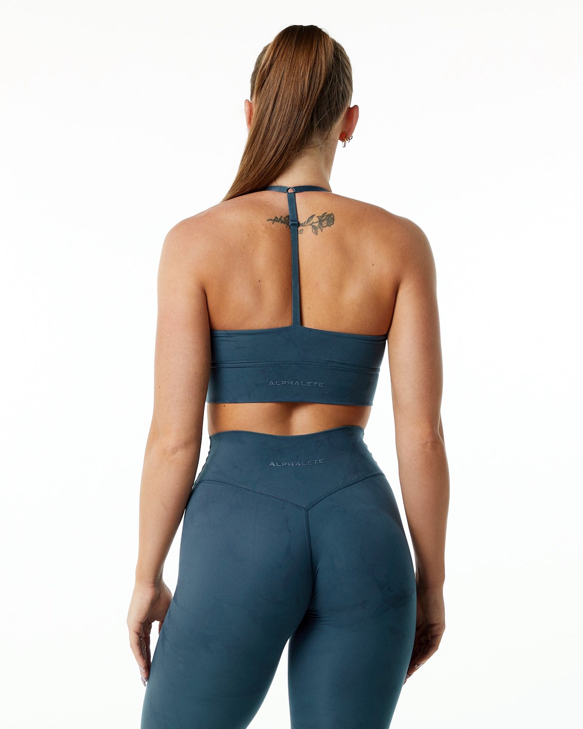 Whale Blue Alphalete Medium-Impact Luxury Sports Bra | IBEYNS059