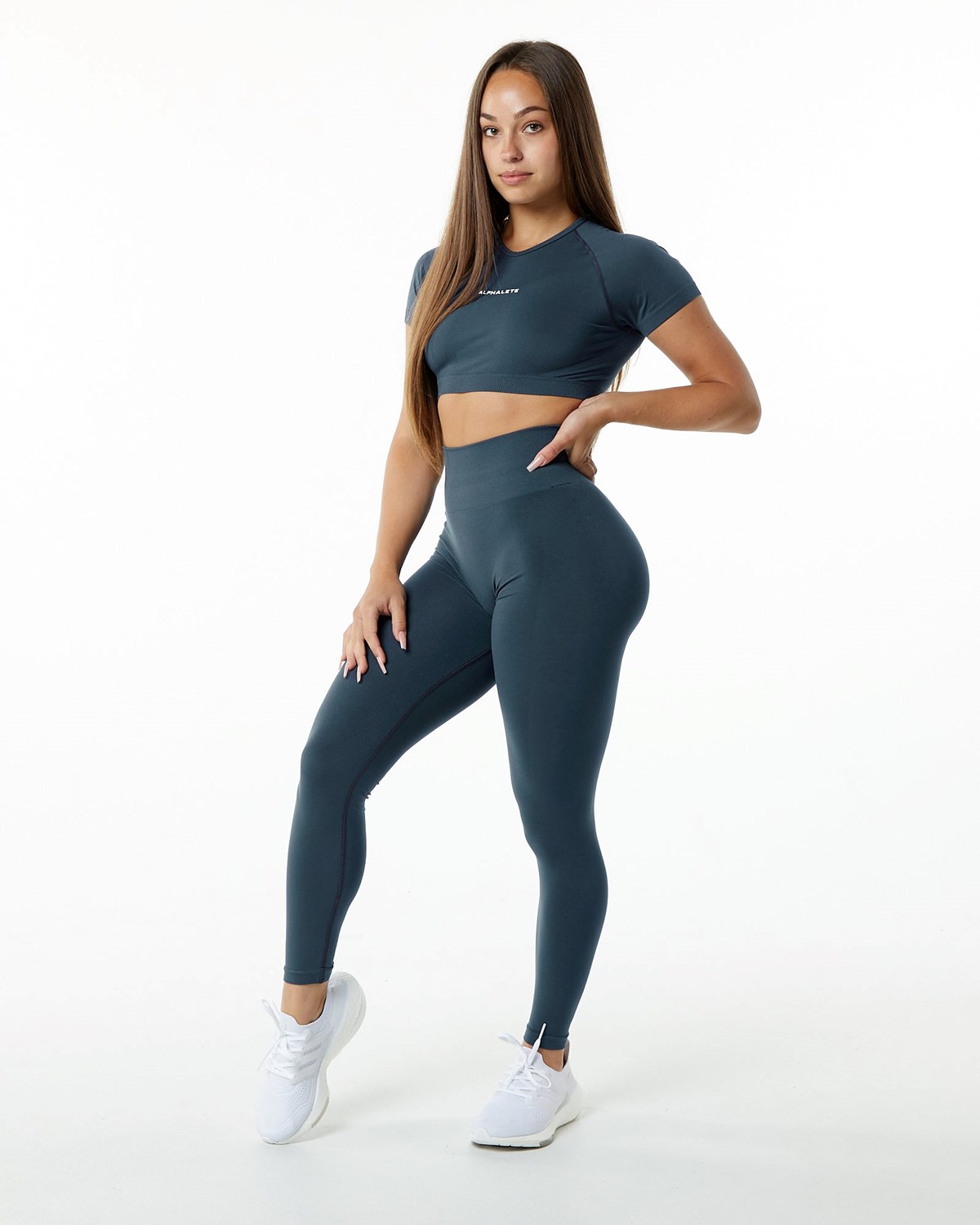 Whale Blue Alphalete Seamless Scrunch Legging | RNJLMV594