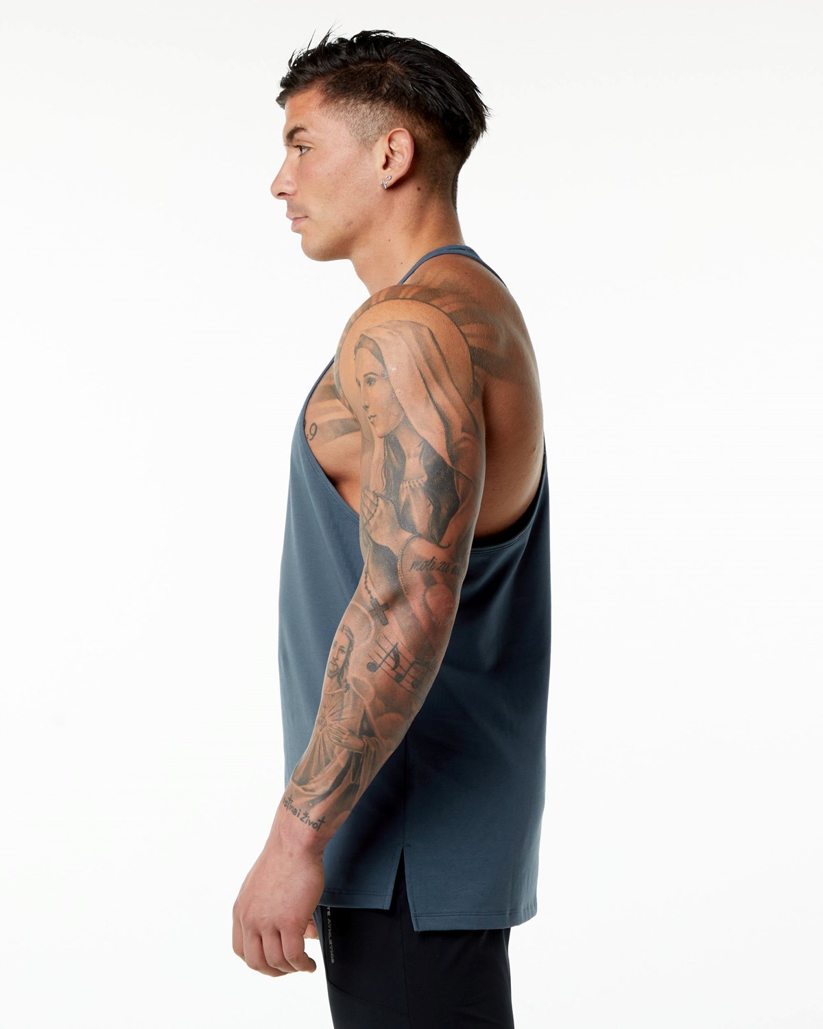 Whale Blue Alphalete Stepped Hem Stringer | QRTMAV297