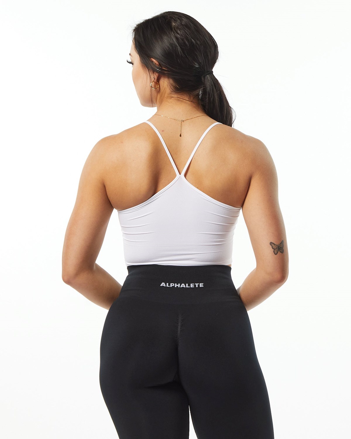 White Alphalete Camisole Y-Back Crop Tank | XQAIES605