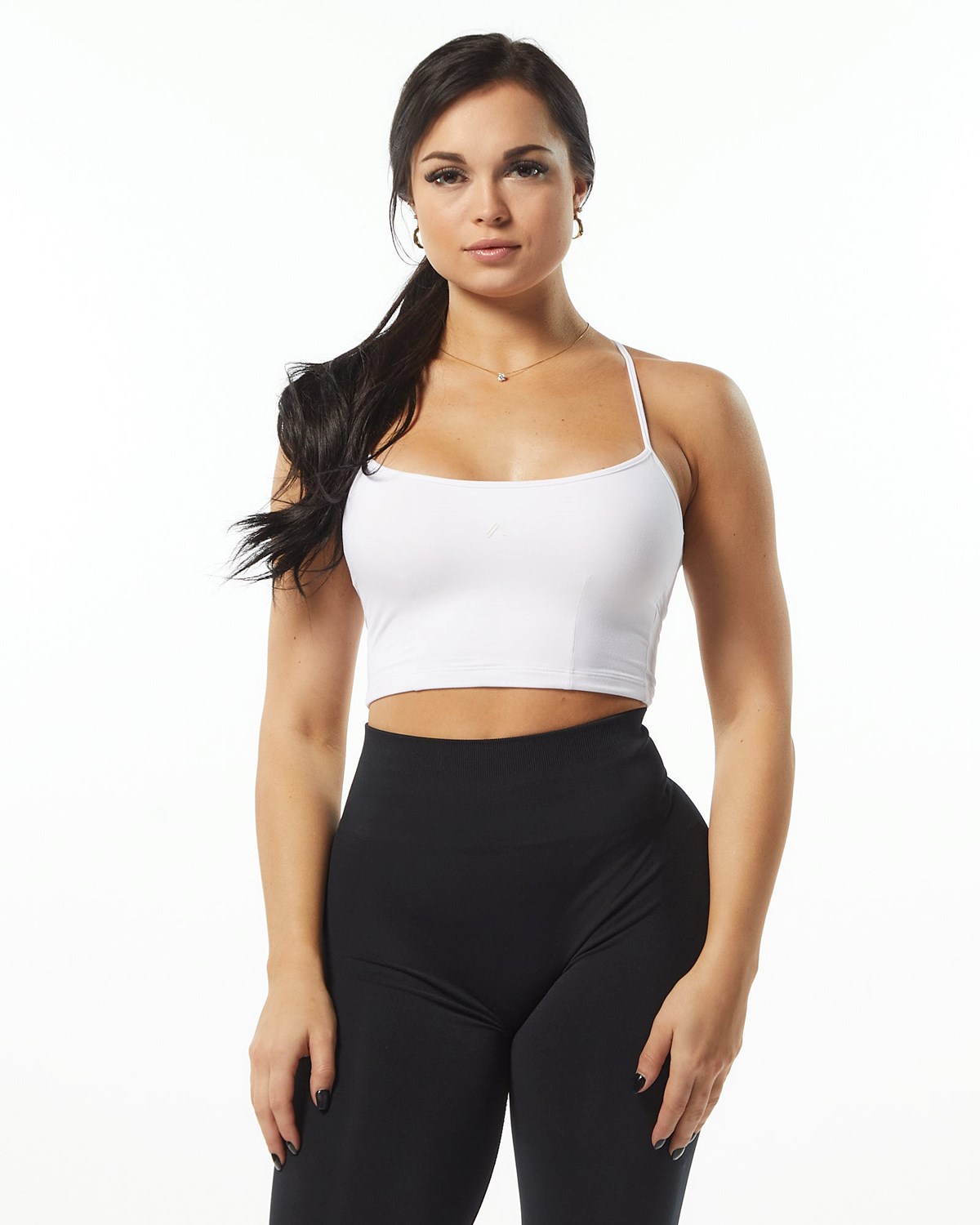 White Alphalete Camisole Y-Back Crop Tank | XQAIES605