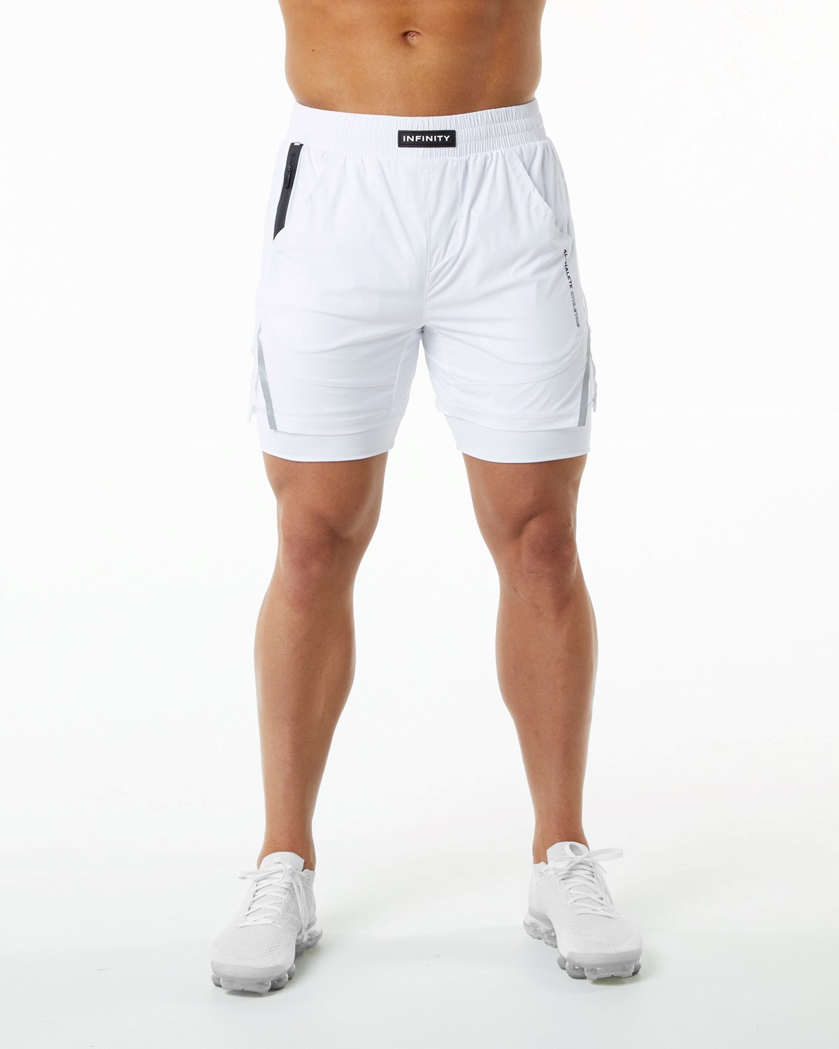 White Alphalete Compression Lined Woven Training Short | OAJSYU417