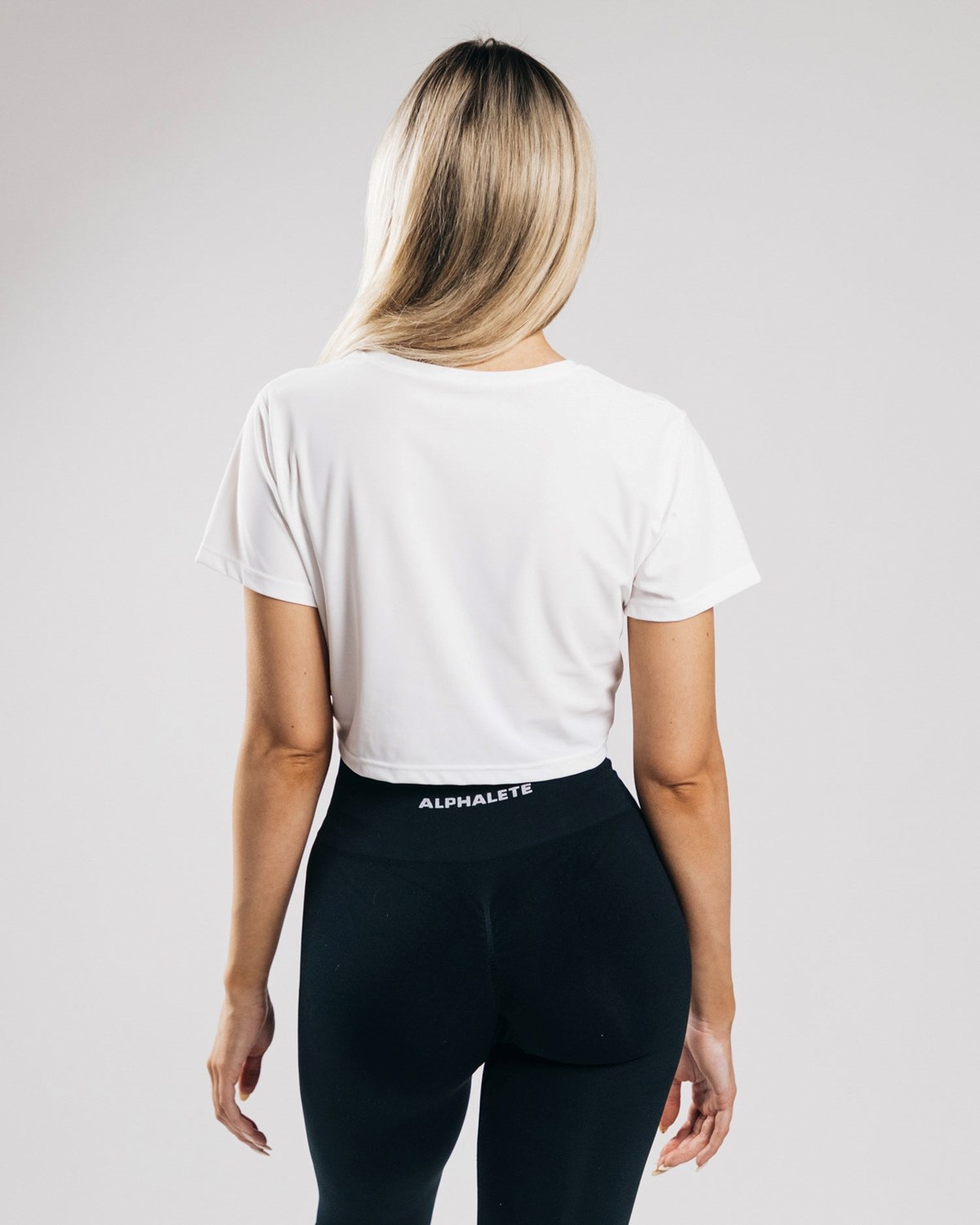 White Alphalete Cropped Lightweight Short Sleeve | RGNJIZ650