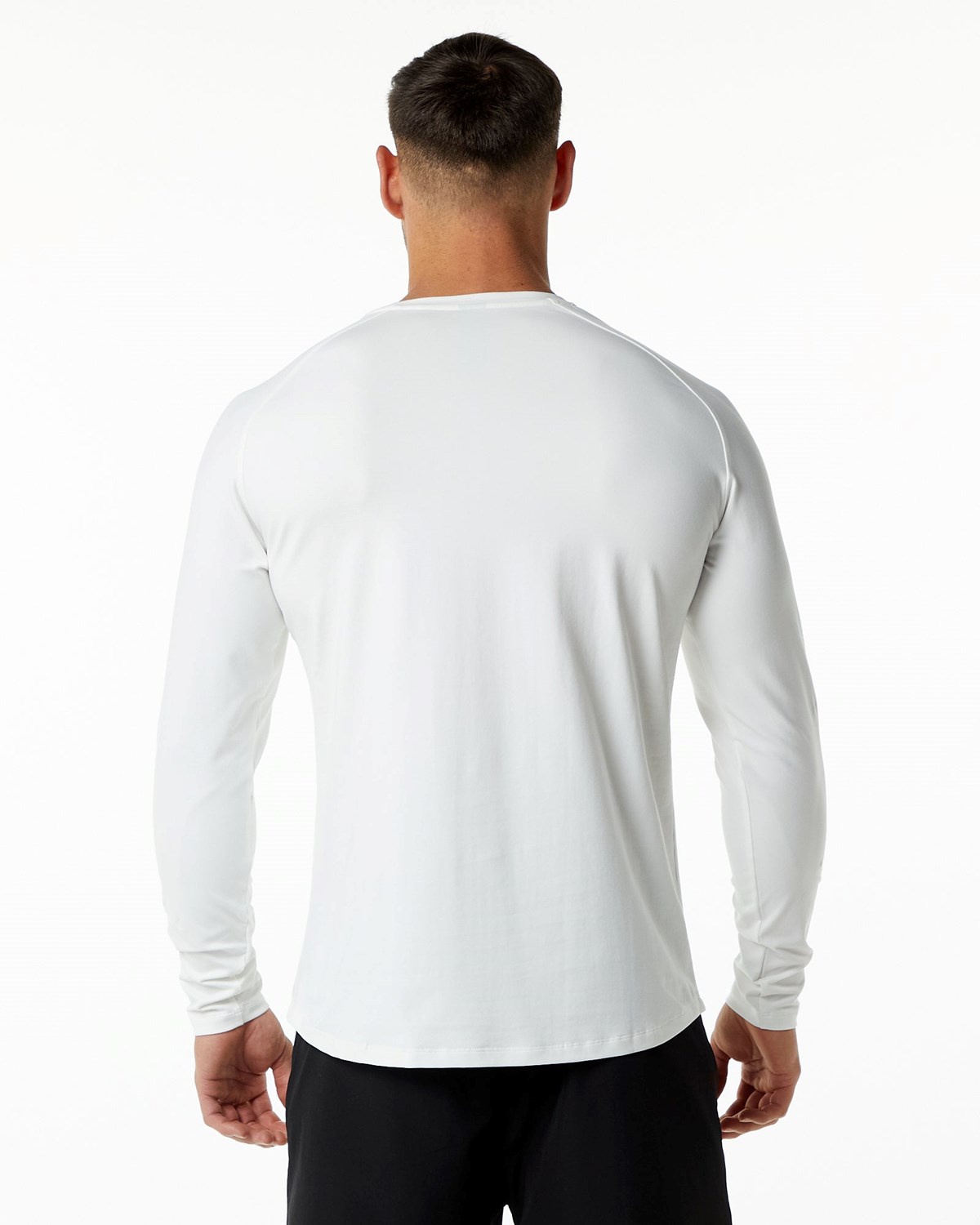 White Alphalete Fitted Performance Long Sleeve | AHETXM814