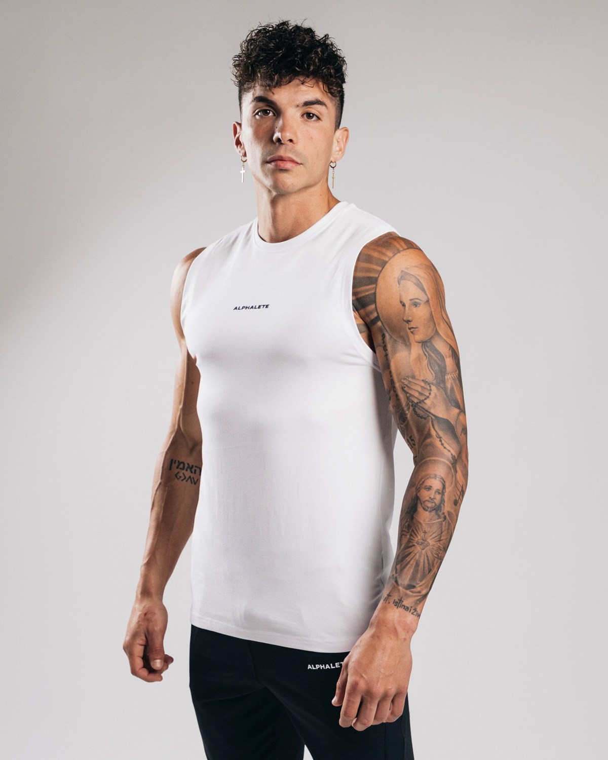 White Alphalete Fitted Performance Tank | RQDTWI932