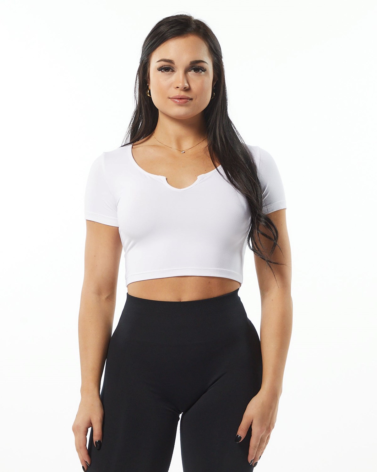 White Alphalete Fitted Tee | YNQXEC692