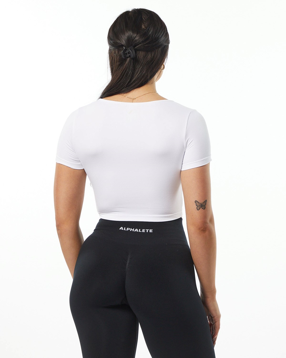 White Alphalete Fitted Tee | YNQXEC692