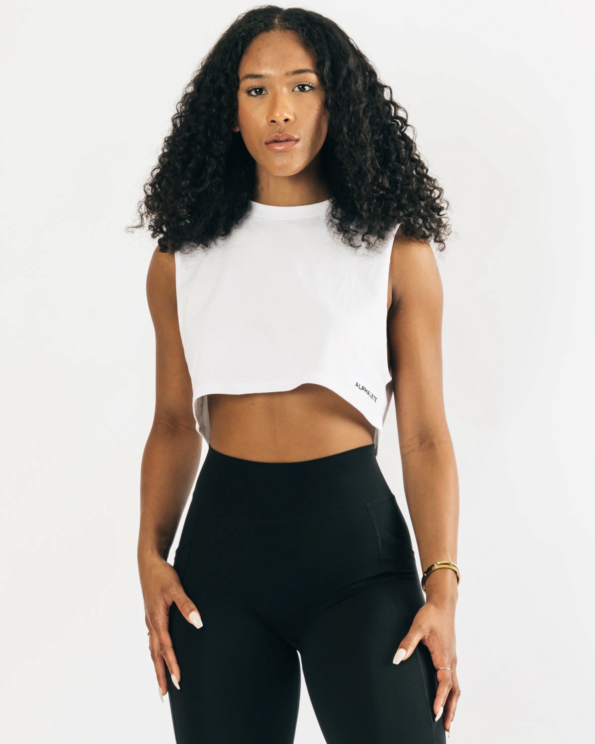 White Alphalete Heavy Cotton Cropped Cutoff | EQWDXB129