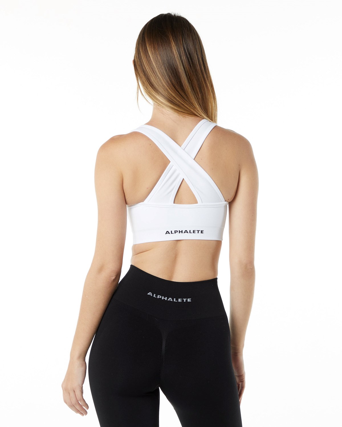 White Alphalete High-Impact Seamless Sports Bra | RSQLUZ793