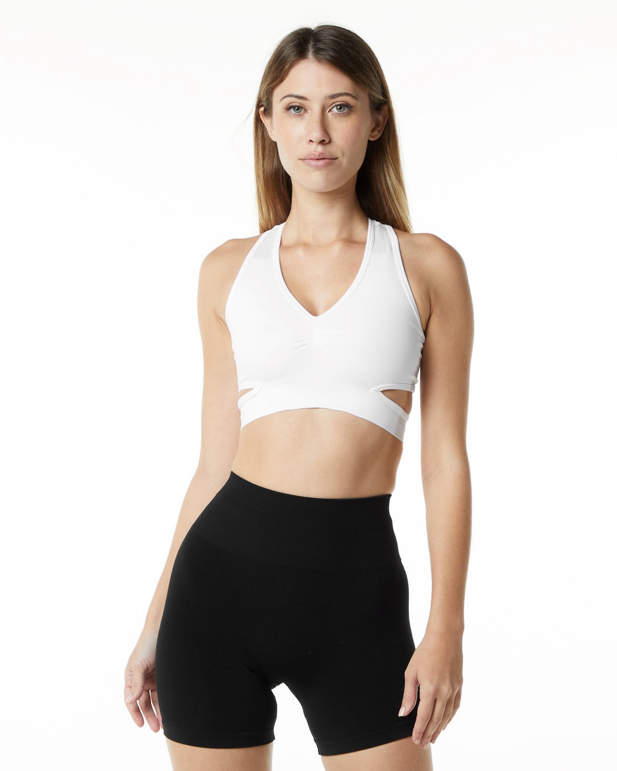 White Alphalete High-Impact Seamless Sports Bra | XUFRHW953