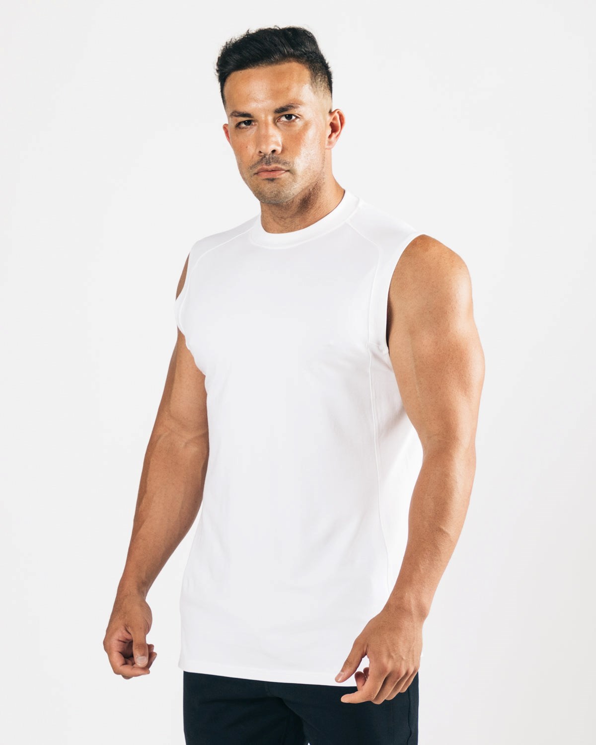 White Alphalete High-Neck Premium Cutoff | TDRZSY278