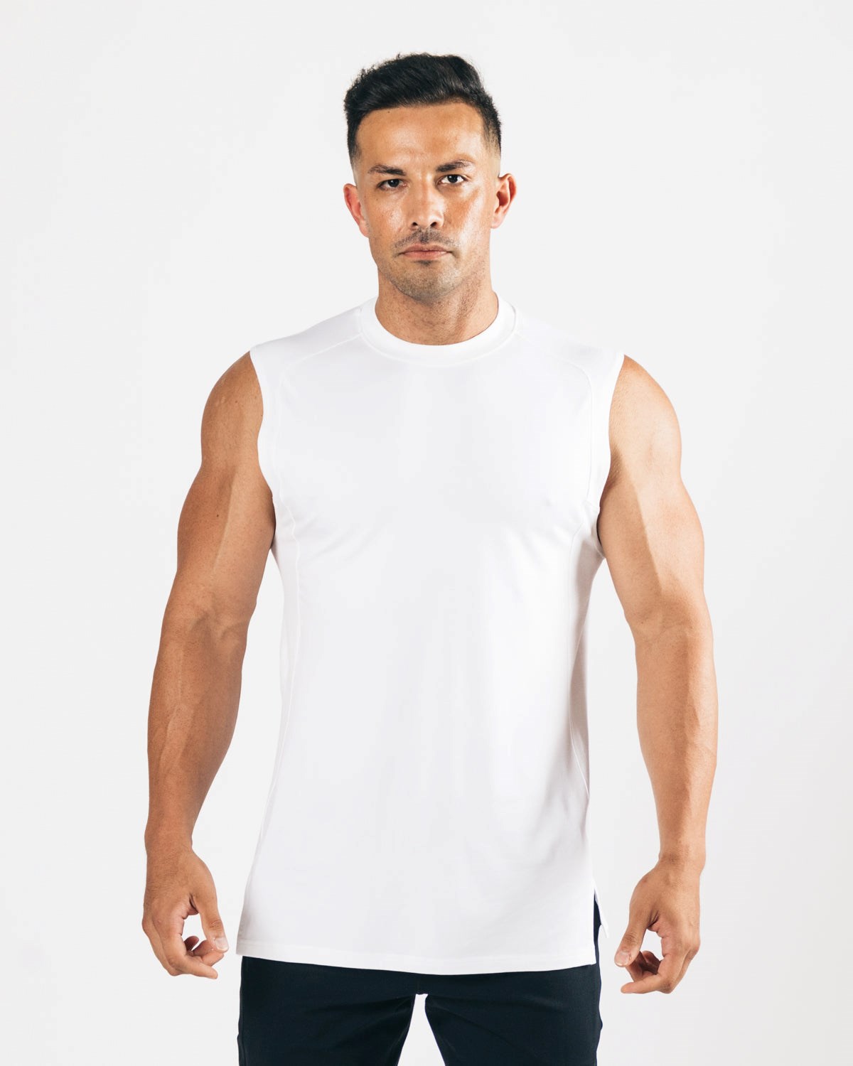 White Alphalete High-Neck Premium Cutoff | TDRZSY278