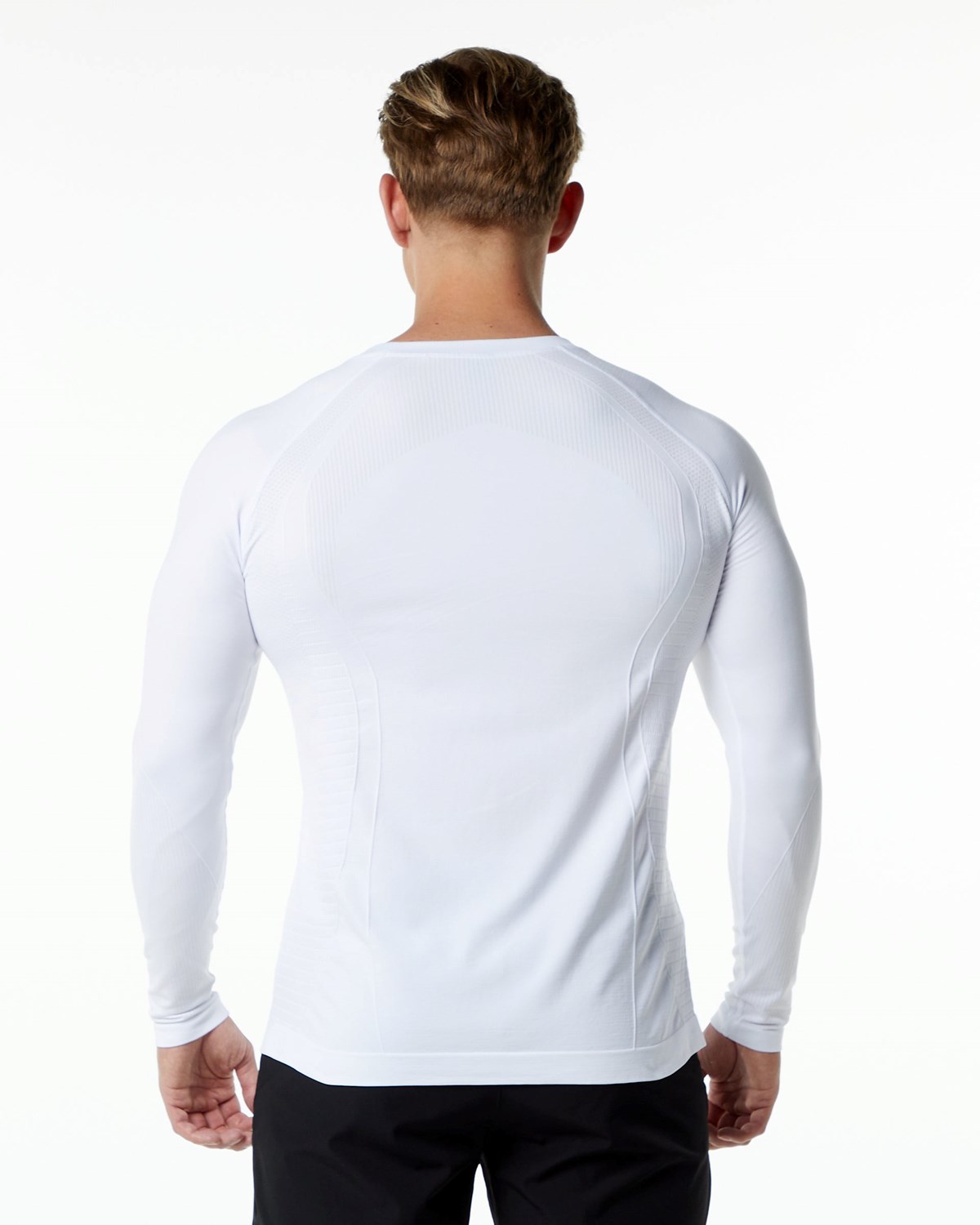 White Alphalete High Performance Seamless Long Sleeve Tee | THQSOD937