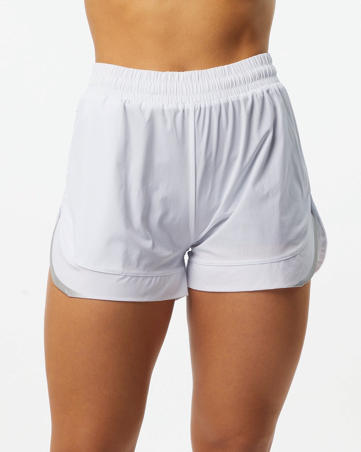 White Alphalete Lined Woven 4-Way Stretch Short | MGBERD857