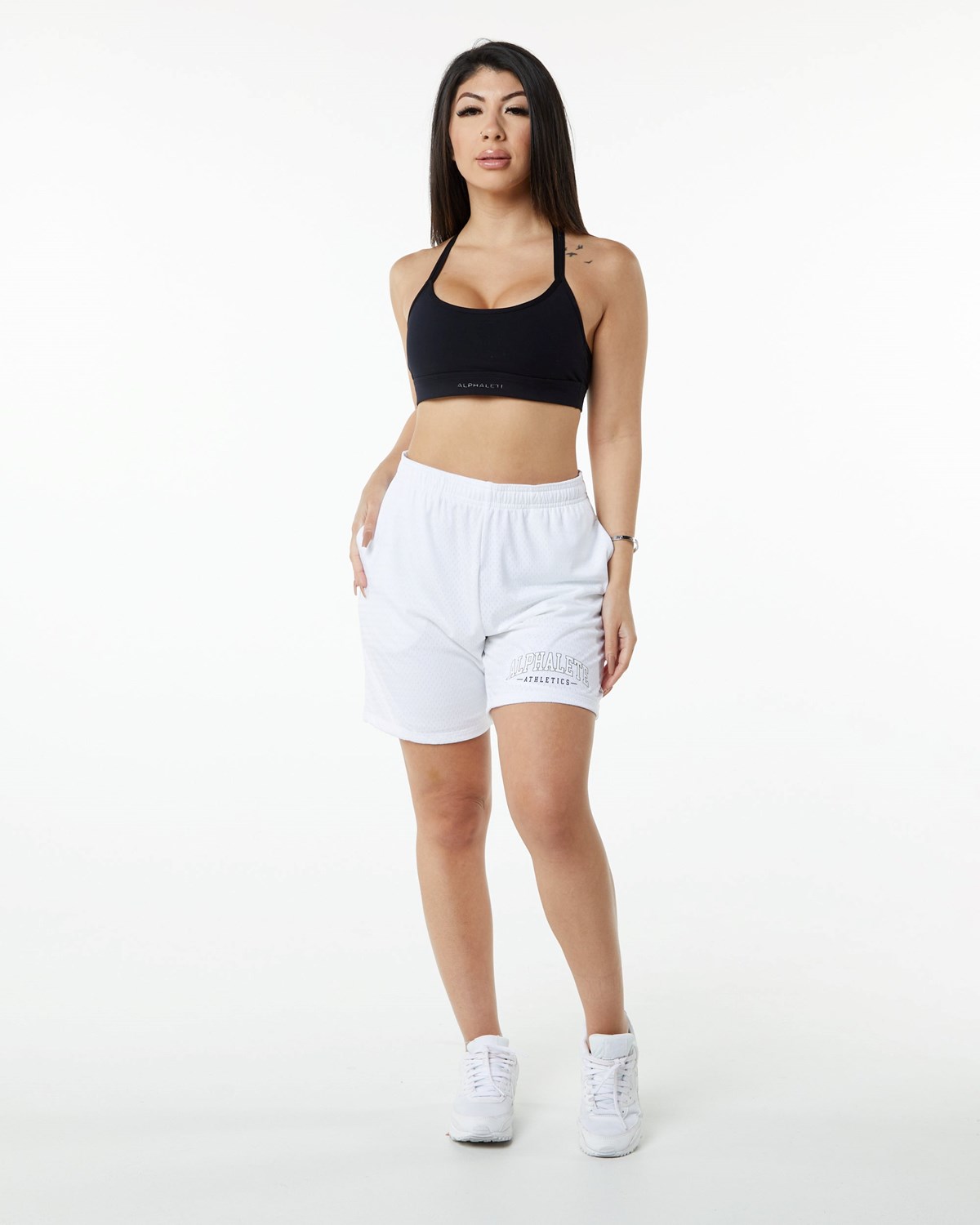 White Alphalete Luxury Lined 4-Way Stretch Mesh Short | RMAOBX572