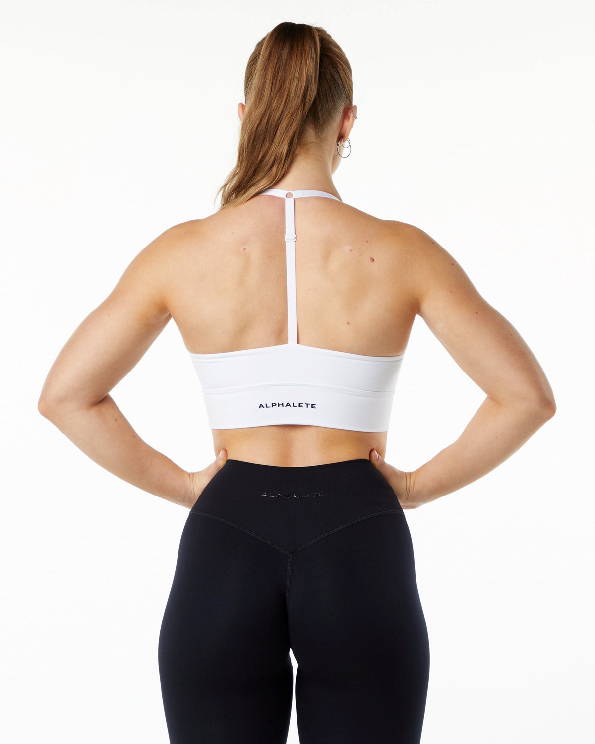 White Alphalete Medium-Impact Luxury Sports Bra | BEUVYH613