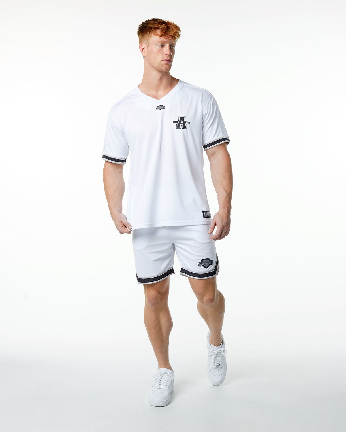 White Alphalete Oversized Short Sleeve Jersey | FYLPGD827