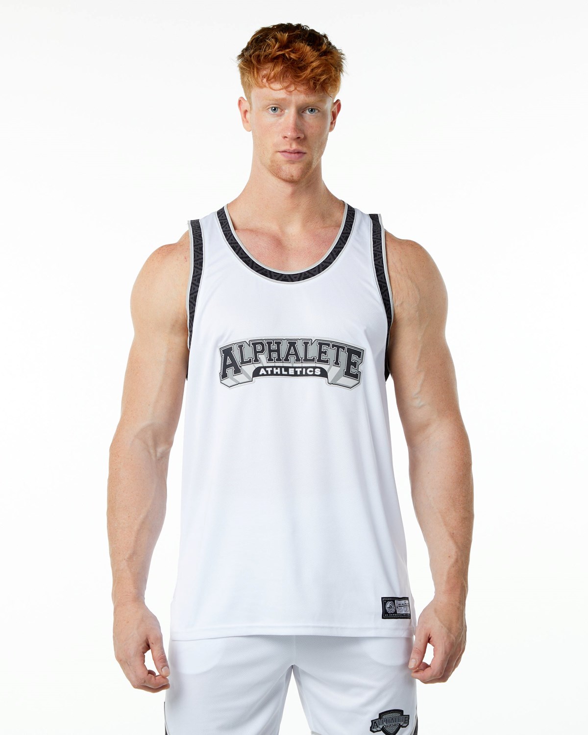 White Alphalete Relaxed Fit Jersey | XWRBFE528