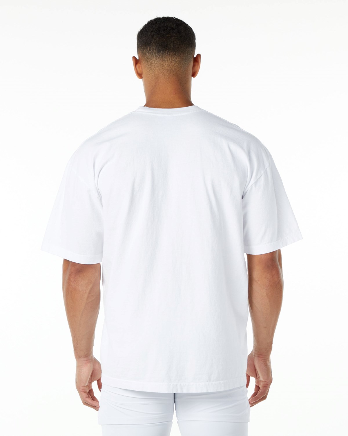 White / Black Alphalete Heavyweight Oversized Tee | CIZWLR948