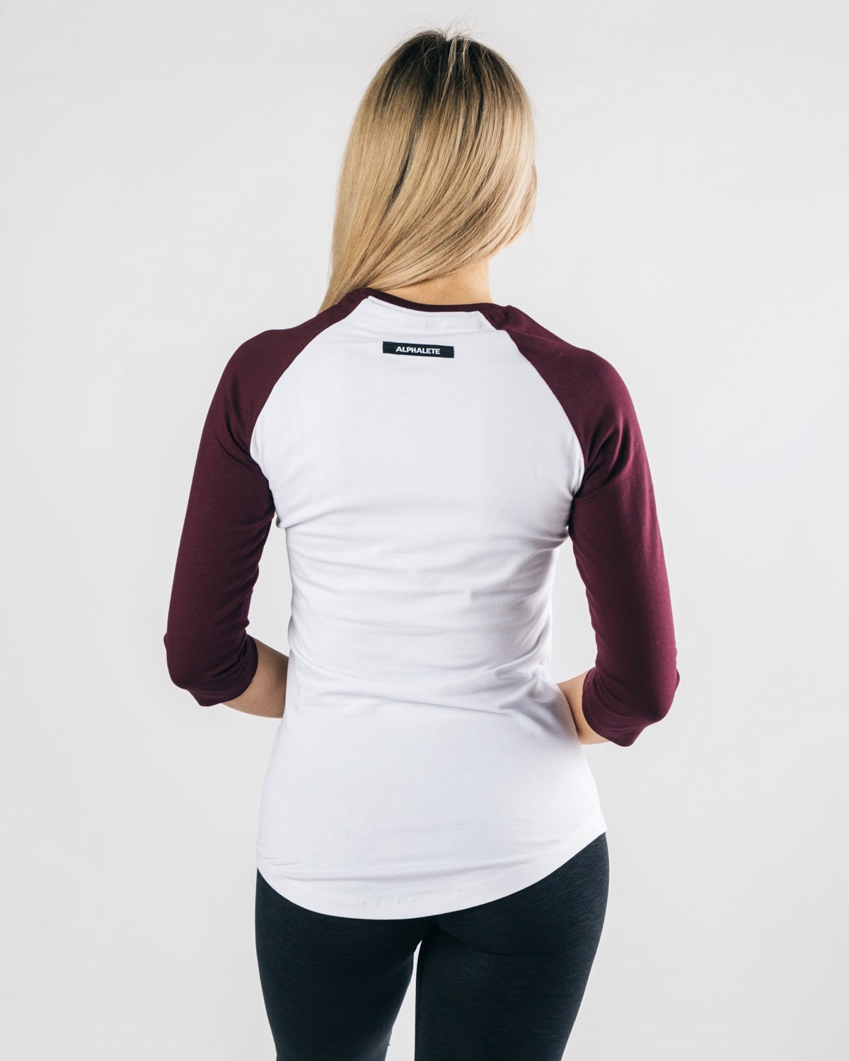 White Black Cherry Alphalete Fitted Performance 3/4 Sleeve | YVSAUI914