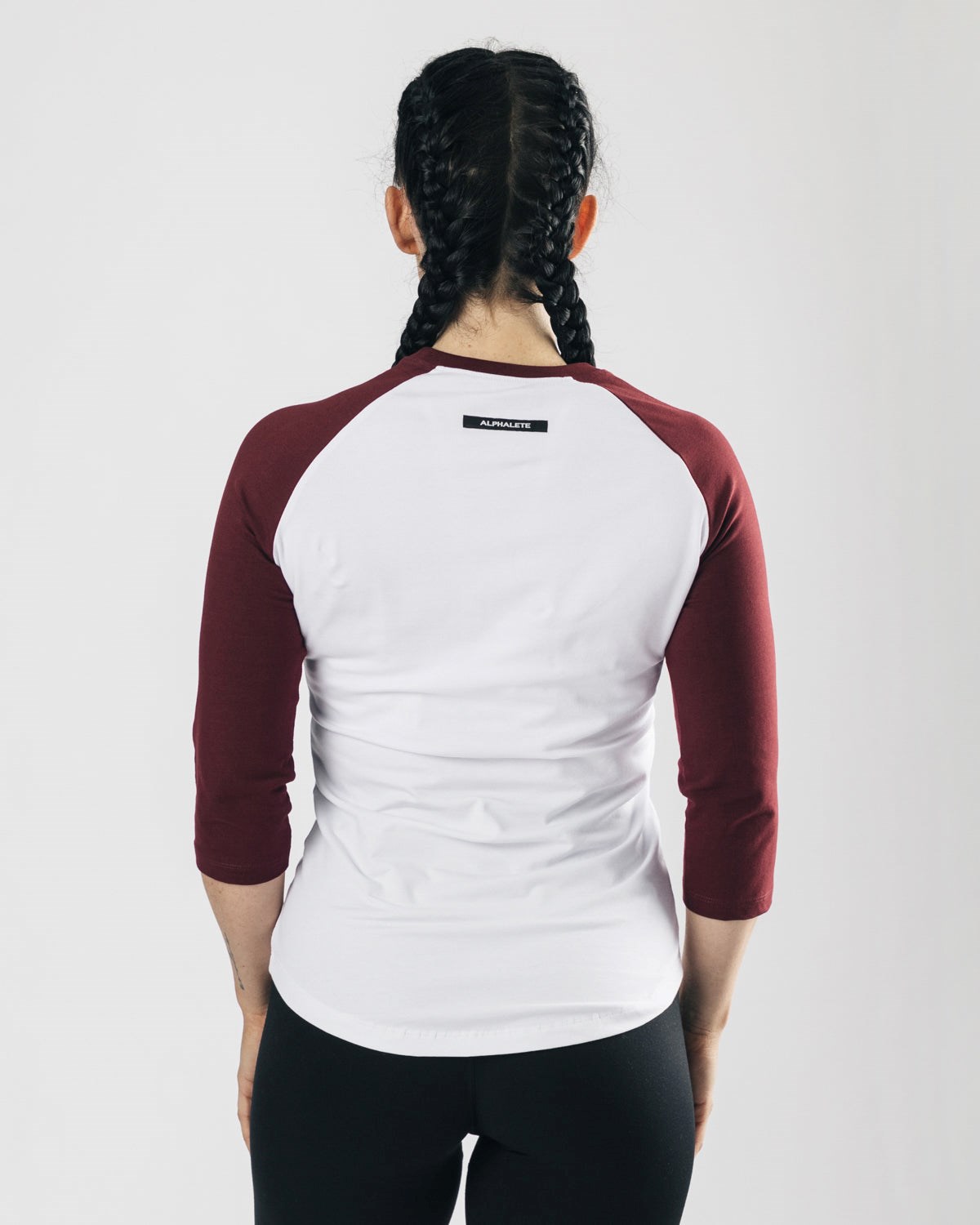 White Burgundy Alphalete Fitted Performance 3/4 Sleeve | GBXYVW136