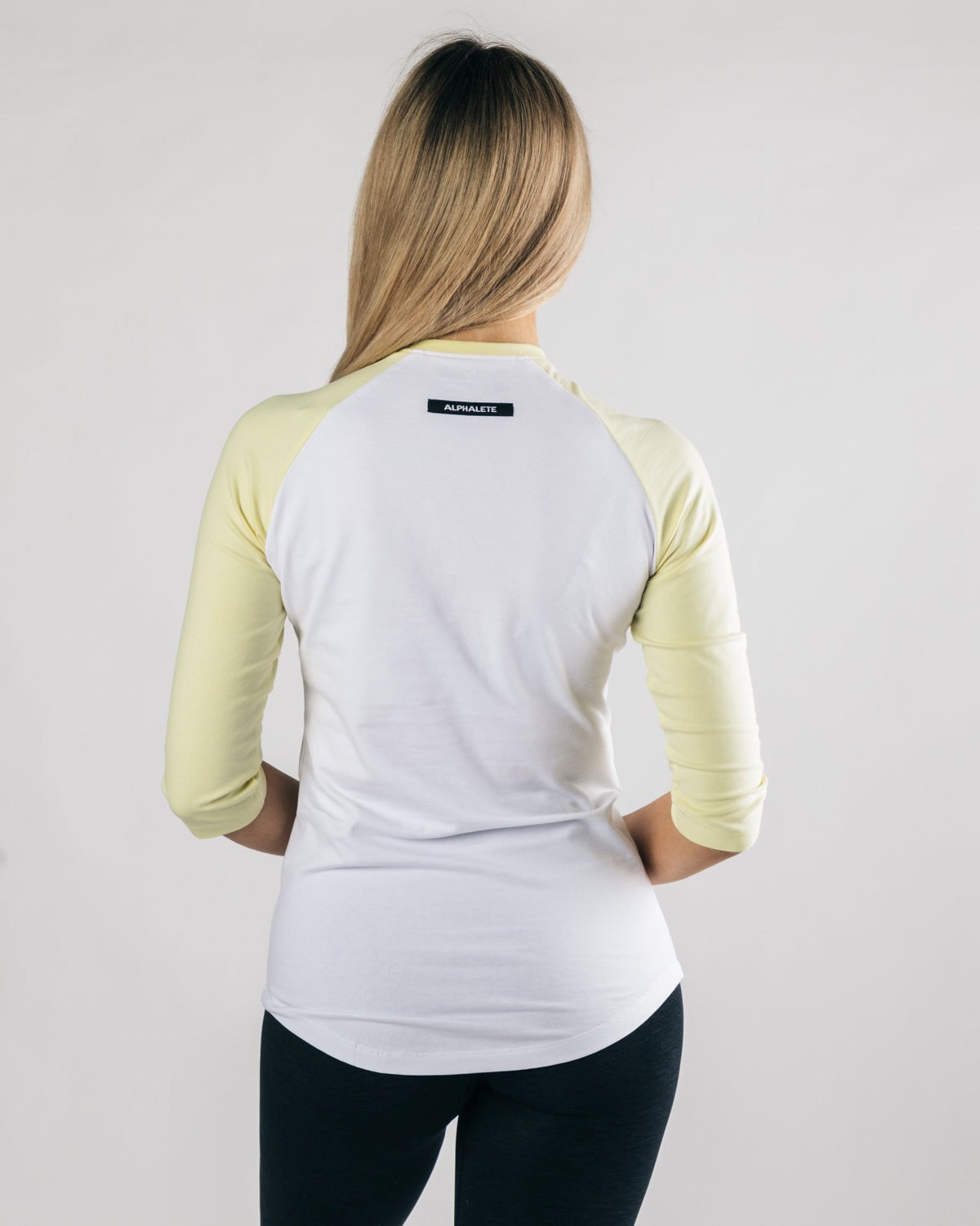 White Lemonade Alphalete Fitted Performance 3/4 Sleeve | JEADLZ701