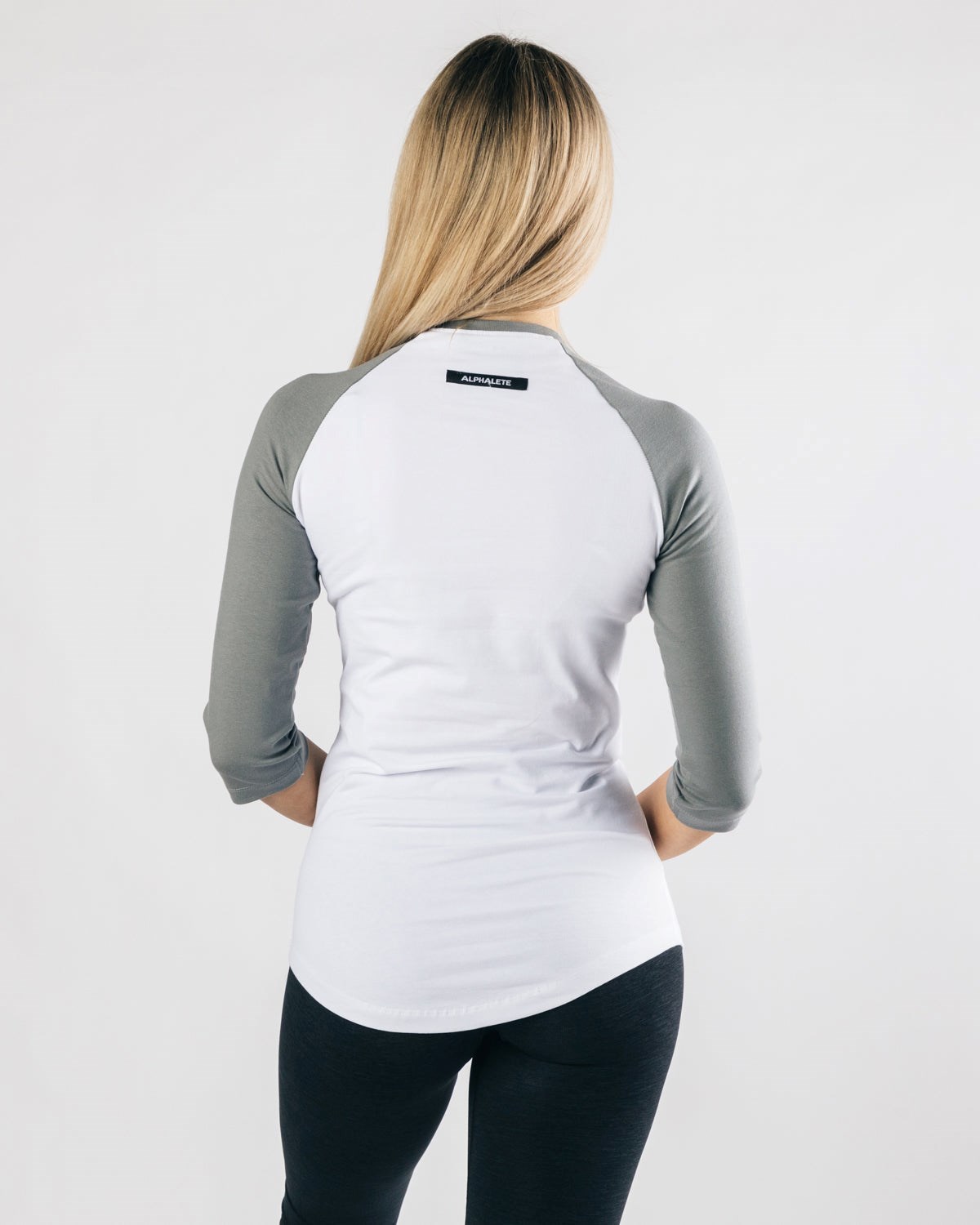 White Tundra Grey Alphalete Fitted Performance 3/4 Sleeve | ZAXESH346