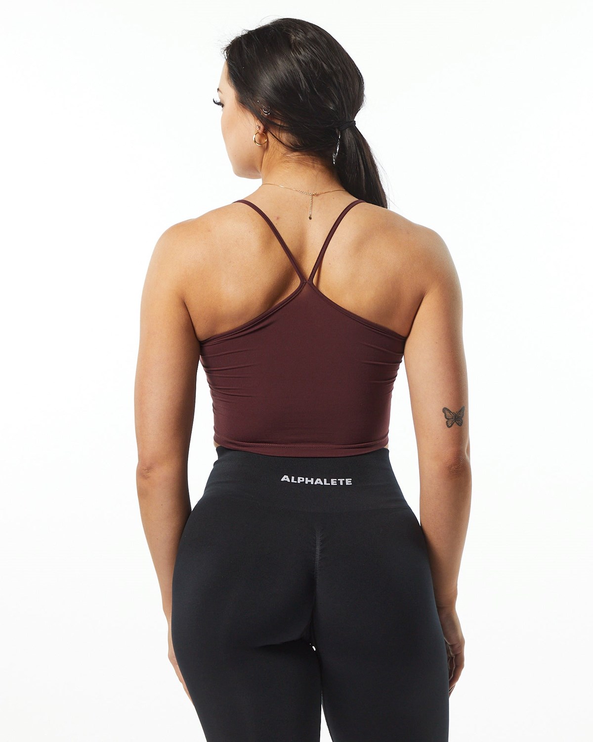 Wine Alphalete Camisole Y-Back Crop Tank | WDRKFY240