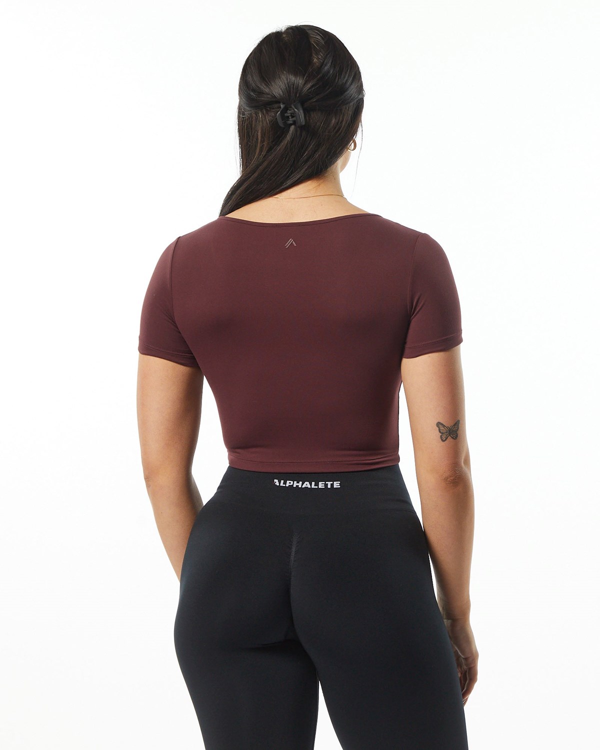 Wine Alphalete Fitted Tee | DJXPVH105