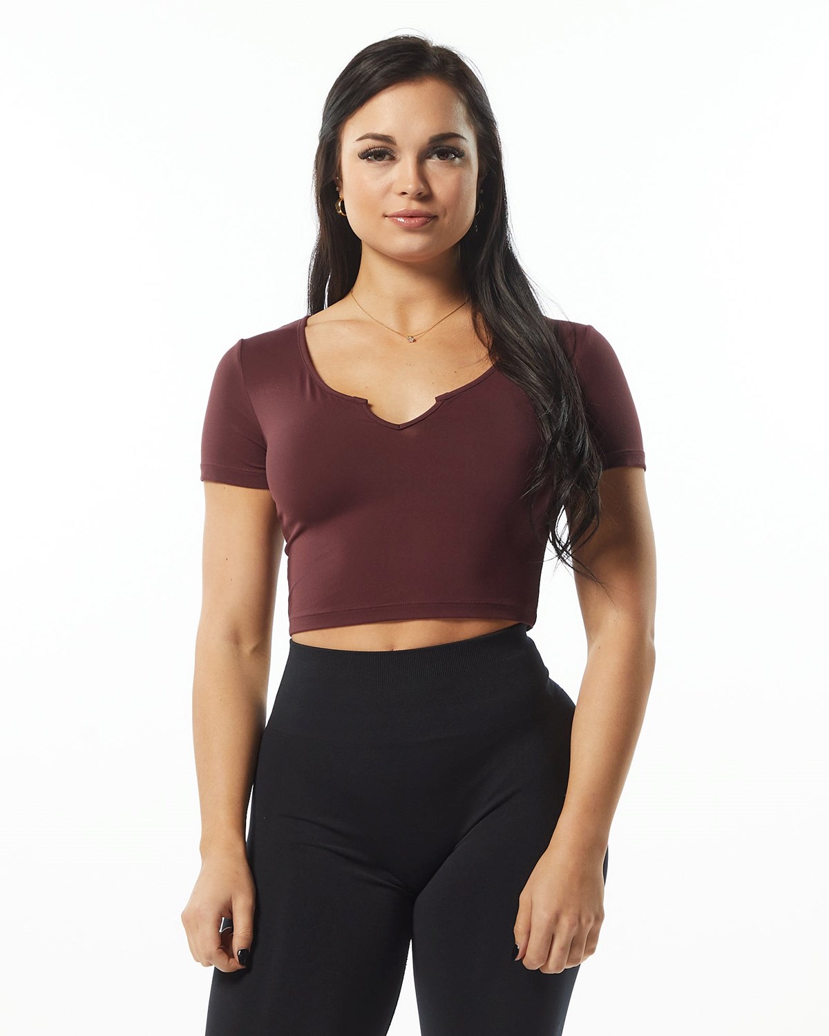 Wine Alphalete Fitted Tee | DJXPVH105