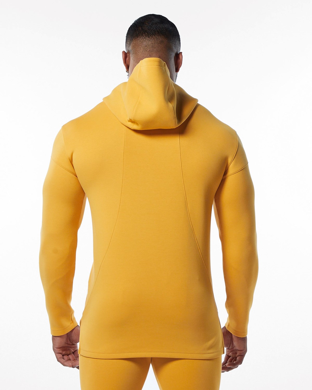 Yellow Alphalete Fitted Interlock Knit Hoodie | NFXHJV561