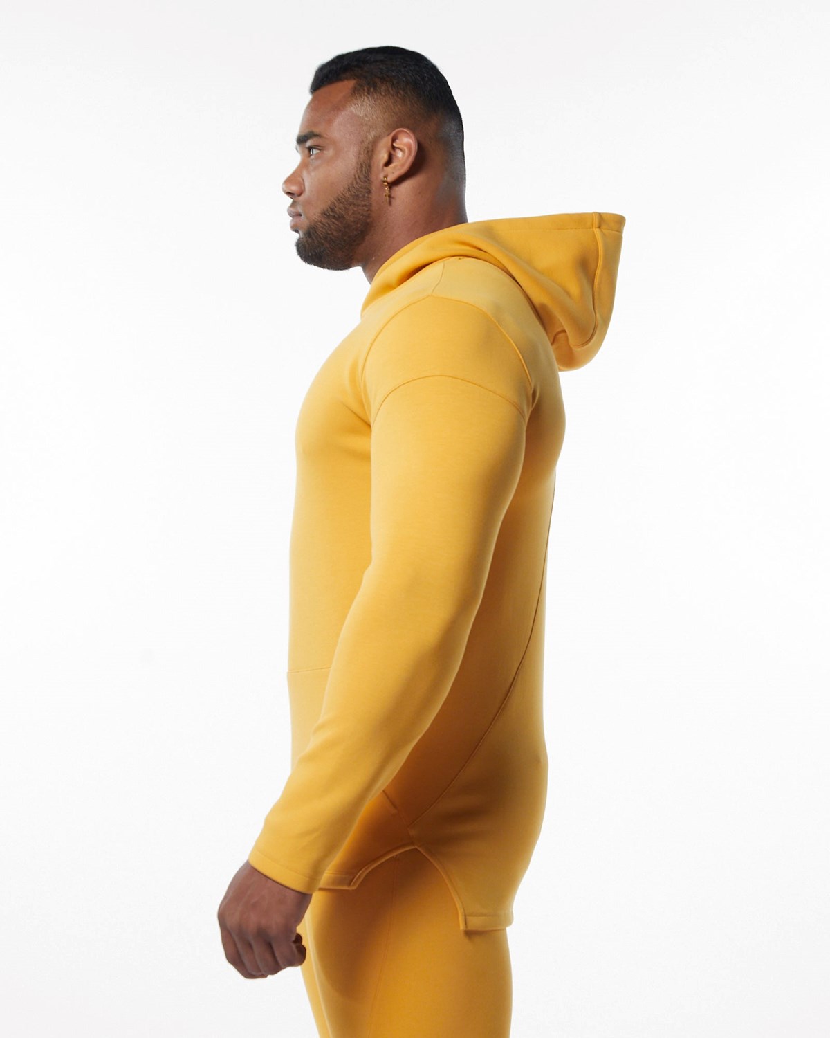 Yellow Alphalete Fitted Interlock Knit Hoodie | NFXHJV561